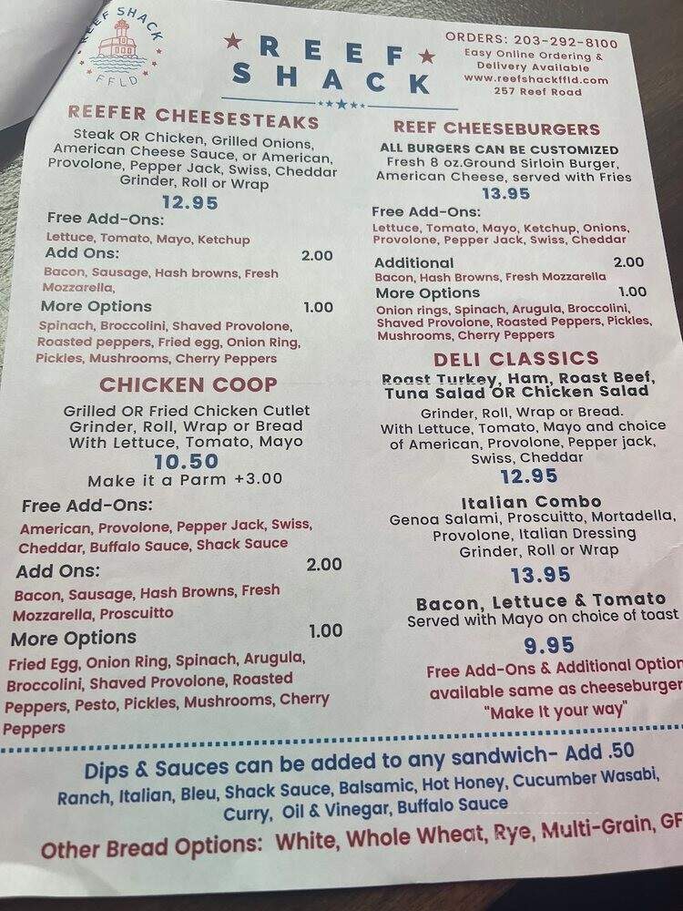 Reef Shack - Fairfield, CT menu_pic