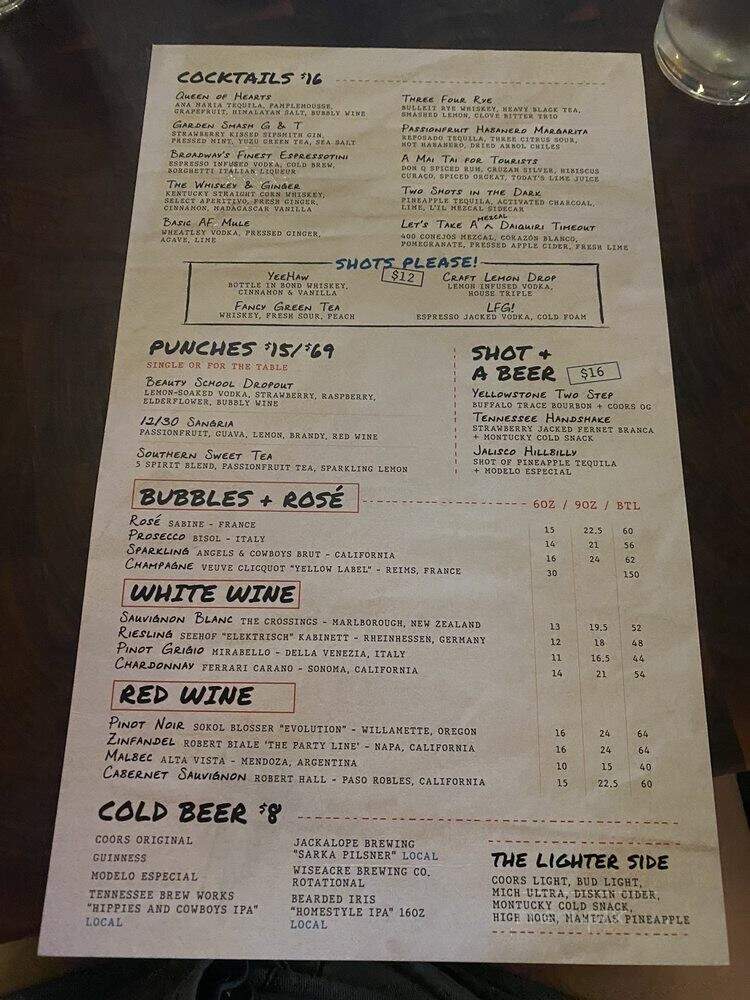 The Twelve Thirty Club - Nashville, TN menu_pic
