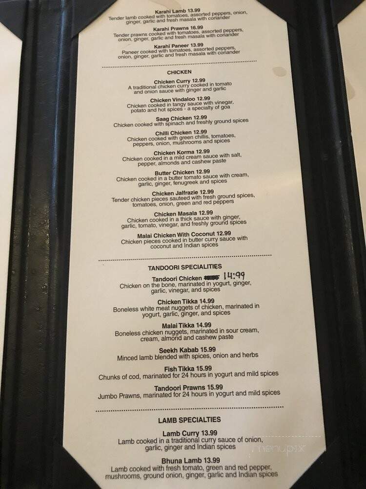 Grace of India - Vancouver, BC menu_pic