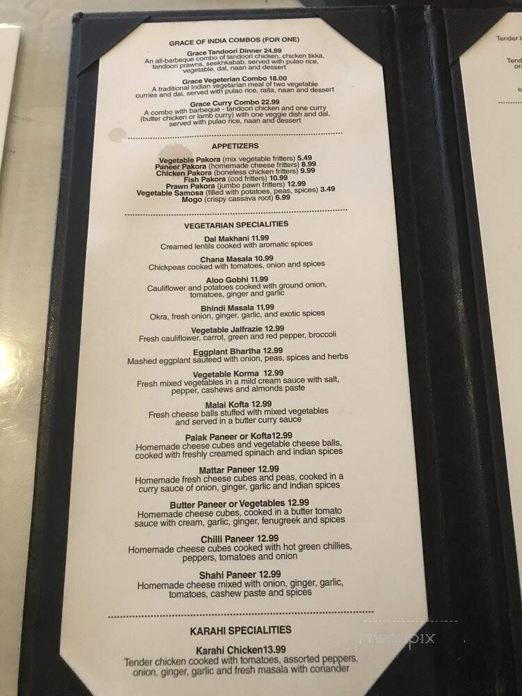 Grace of India - Vancouver, BC menu_pic