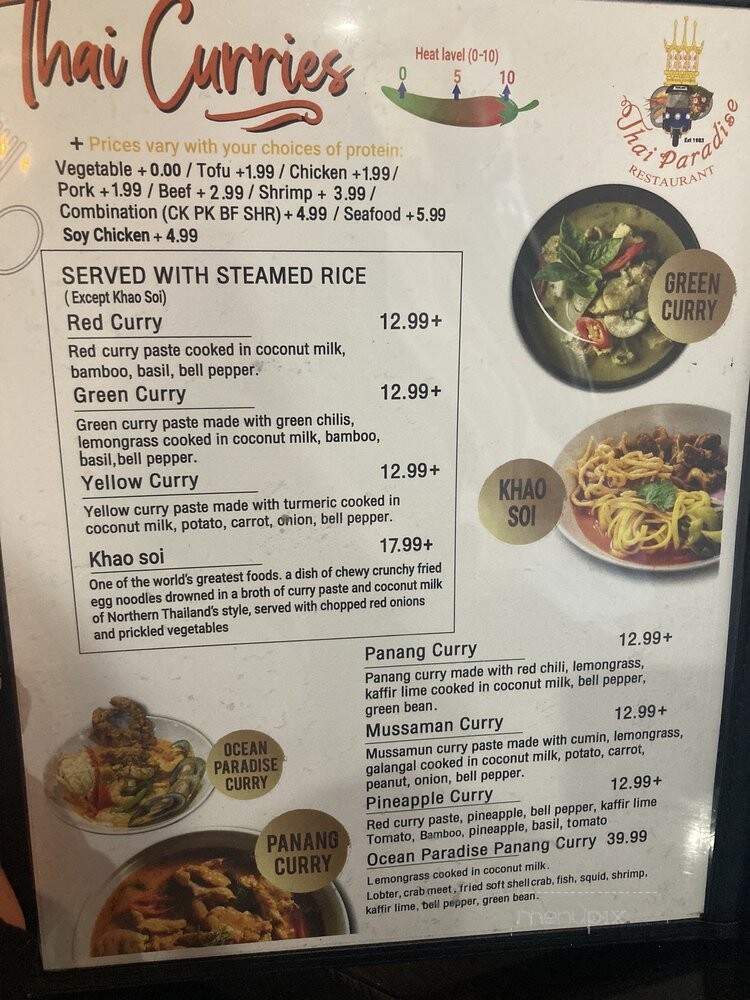 Thai Paradise Restaurant - Las Vegas, NV menu_pic