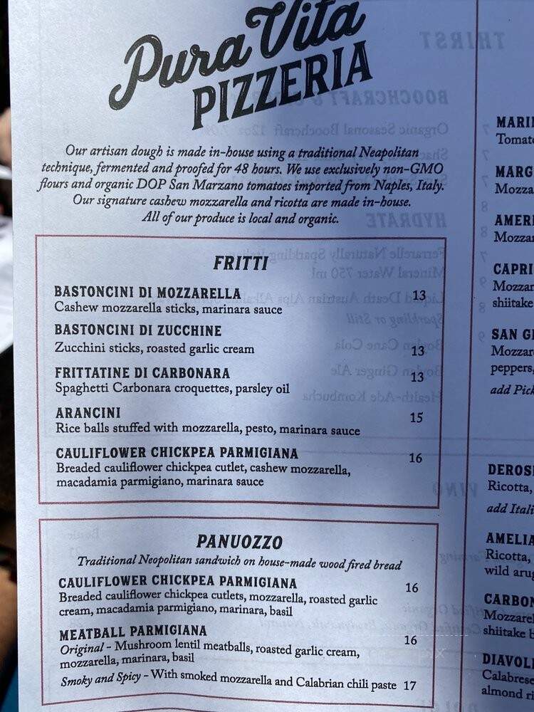 Pura Vita Pizzeria - West Hollywood, CA menu_pic