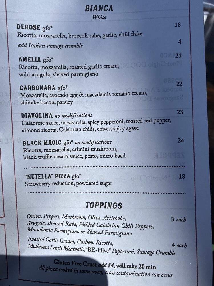 Pura Vita Pizzeria - West Hollywood, CA menu_pic