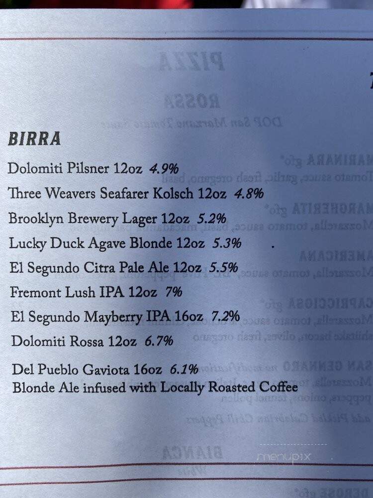 Pura Vita Pizzeria - West Hollywood, CA menu_pic