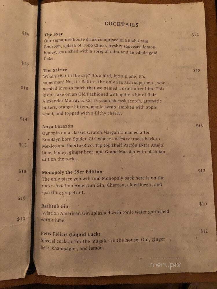 The Fifty-Niner - Colorado Springs, CO menu_pic