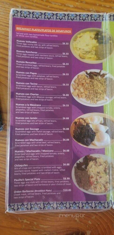 Paulita's on Hwy 83 - Laredo, TX menu_pic