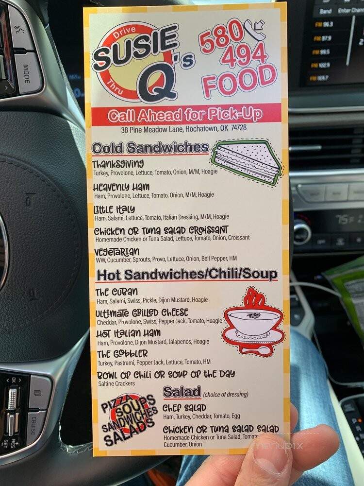 Susie Q's Drive Thru - Broken Bow, OK menu_pic