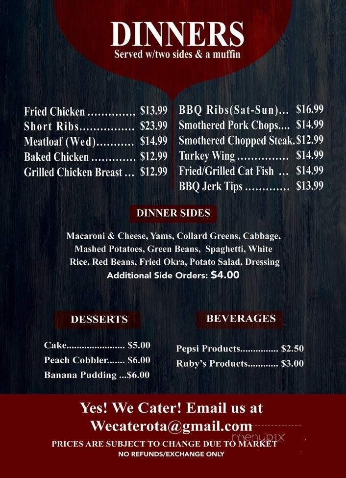 Rubys Soulfood OTA - Chicago, IL menu_pic