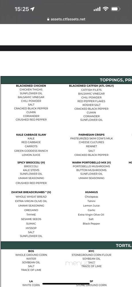 Sweetgreen - The Woodlands, TX menu_pic