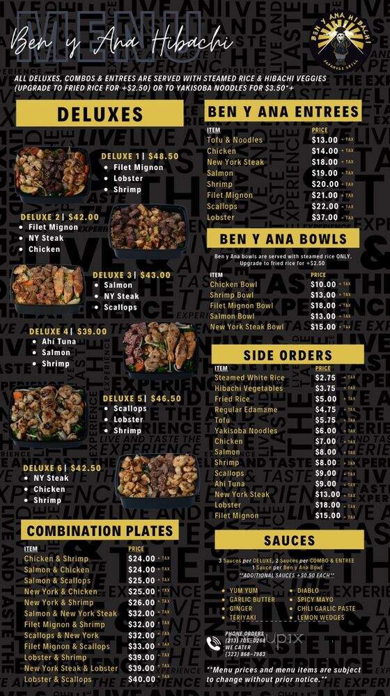 Ben y Ana Hibachi - Whittier, CA menu_pic