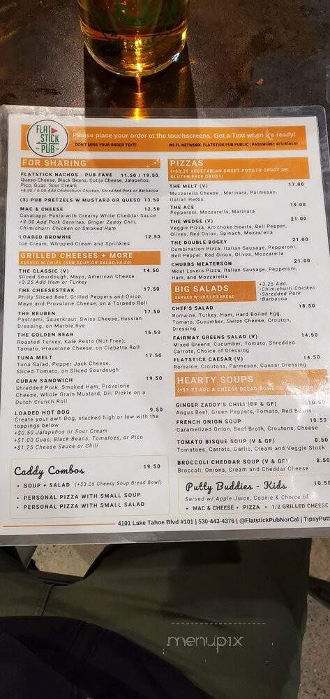 Flatstick Pub - South Lake Tahoe, CA menu_pic