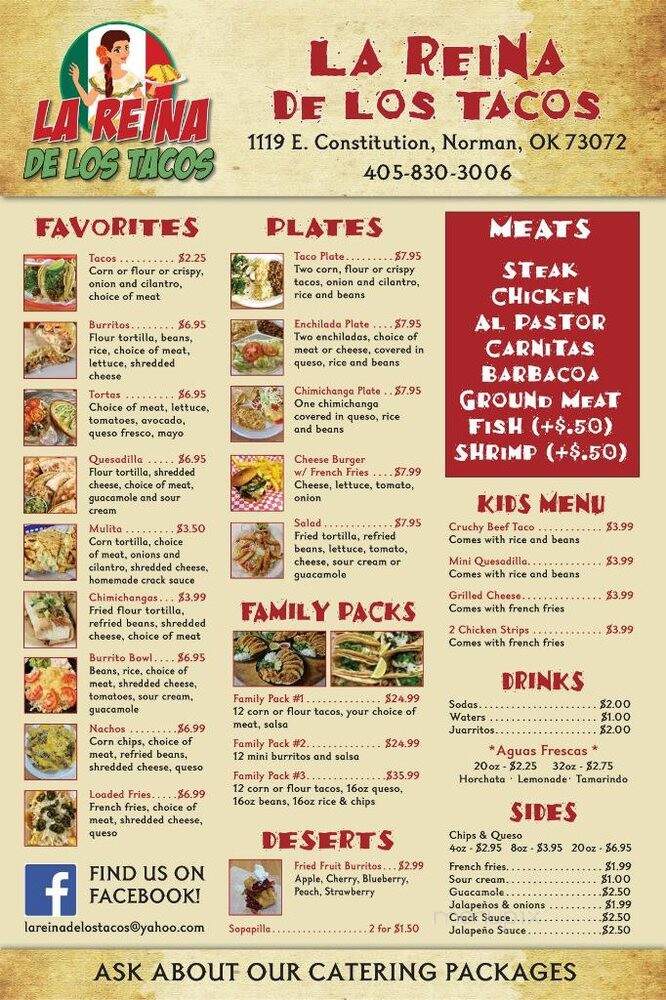 La Reina De Los Tacos - Norman, OK menu_pic