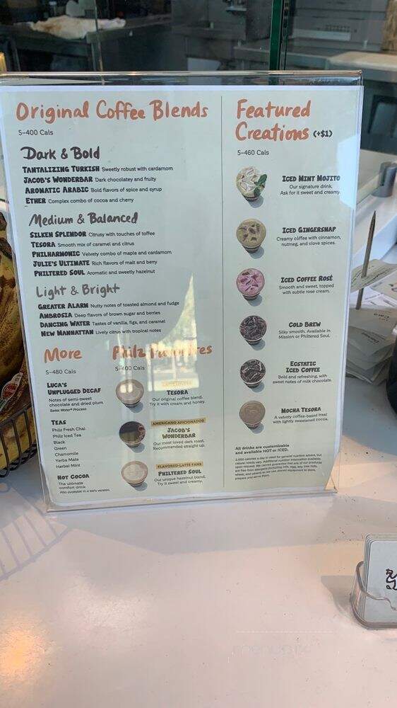 Philz Coffee - Menlo Park, CA menu_pic