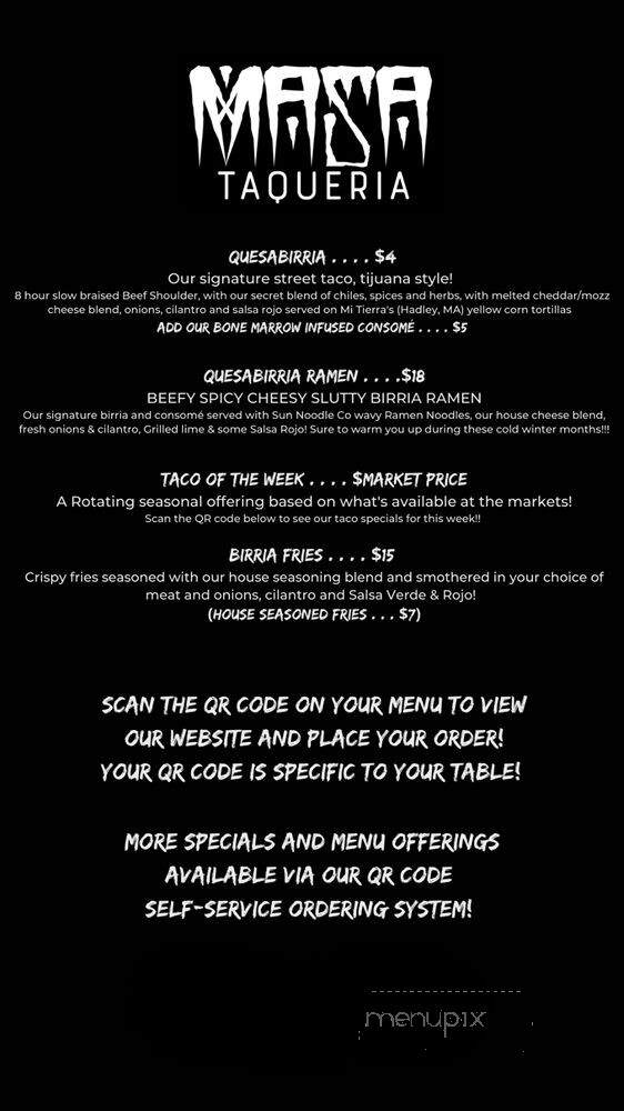 Masa Taqueria - Pawtucket, RI menu_pic