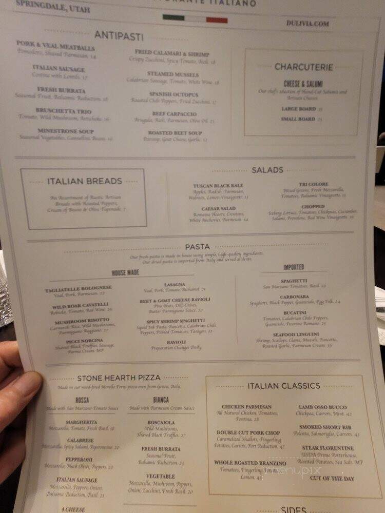 Dulivia Ristorante Italiano - Springdale, UT menu_pic