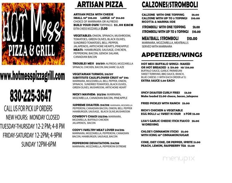 Hot Mess Pizza & Grill - Johnson City, TX