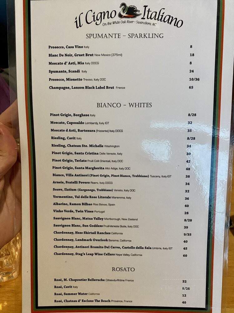 Il Cigno Italiano - Swansboro, NC menu_pic