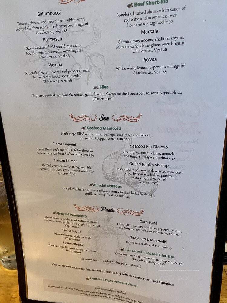 Il Cigno Italiano - Swansboro, NC menu_pic