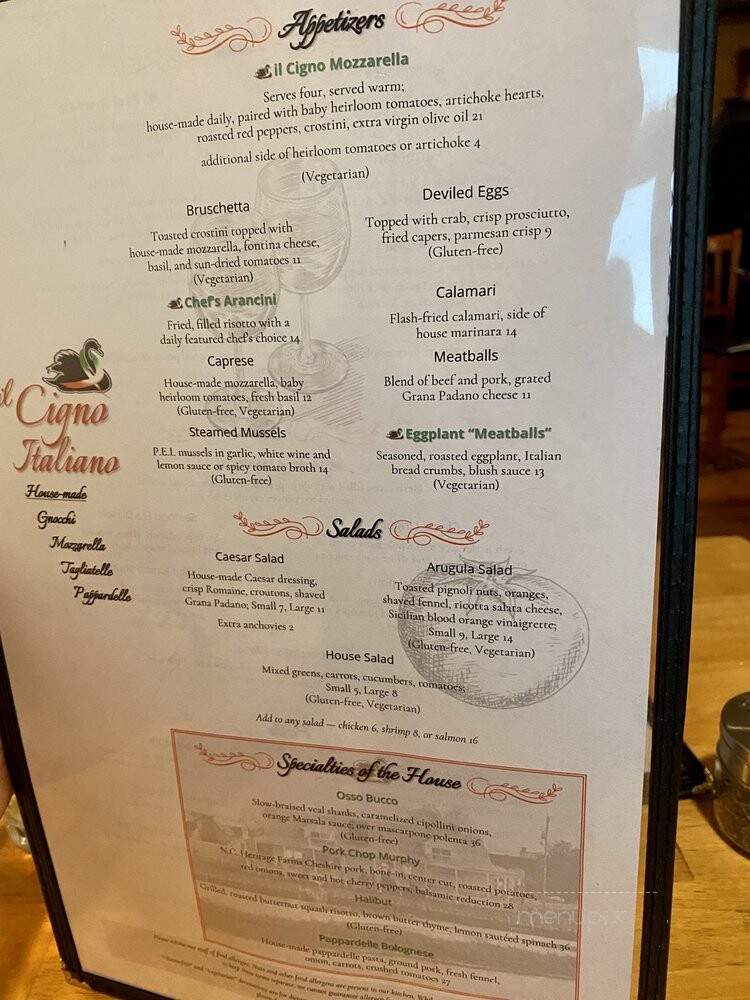 Il Cigno Italiano - Swansboro, NC menu_pic