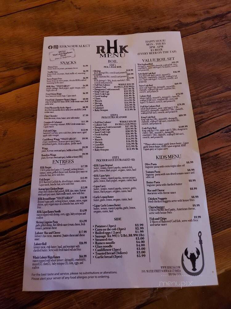 RHK Seafood Boil and Bar - Norwalk, CT menu_pic