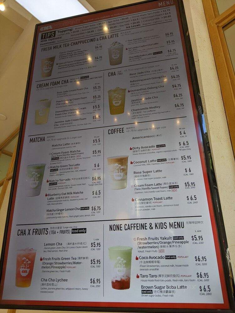 Cha Redefine - Los Angeles, CA menu_pic