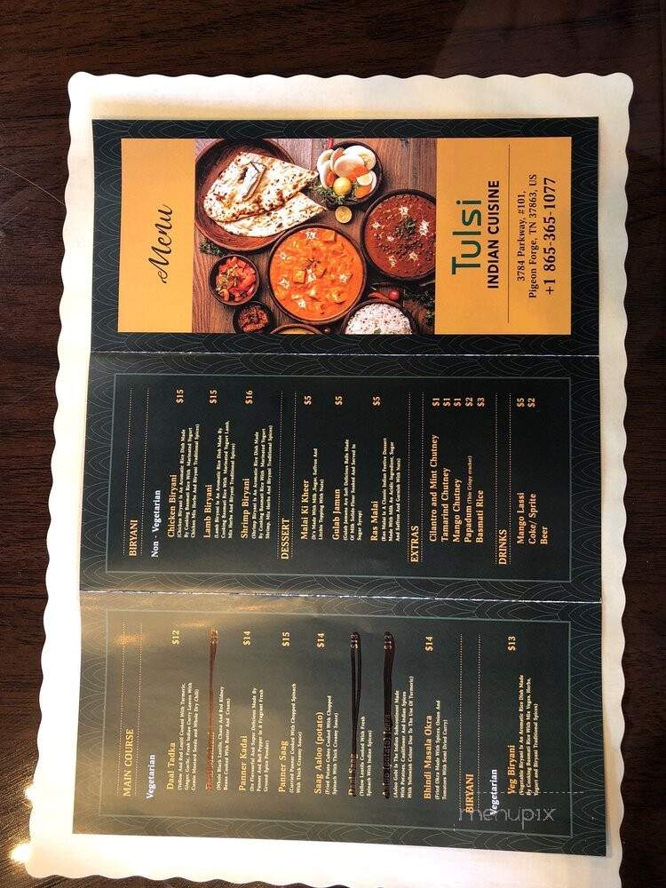 Tulsi Indian Restaurant - Pigeon Forge, TN menu_pic