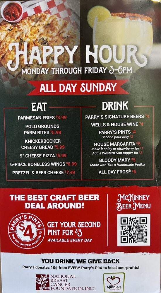 Parry's Pizza - McKinney, TX menu_pic