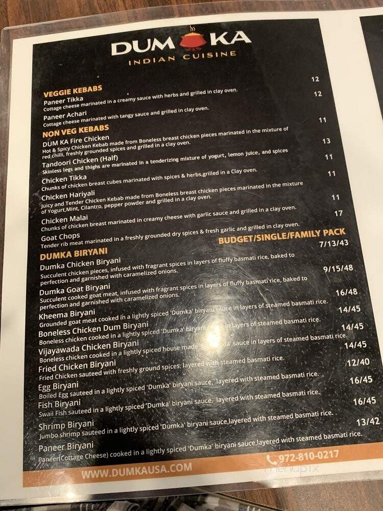 Dumka - Carrollton, TX menu_pic