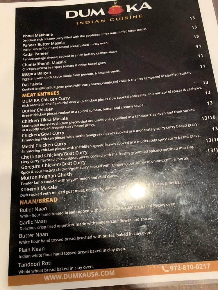 Dumka - Carrollton, TX menu_pic