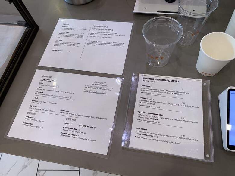 Fence Coffee - Los Angeles, CA menu_pic