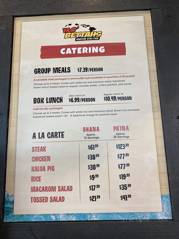Mo' Bettahs Hawaiian Style Food - Layton, UT menu_pic
