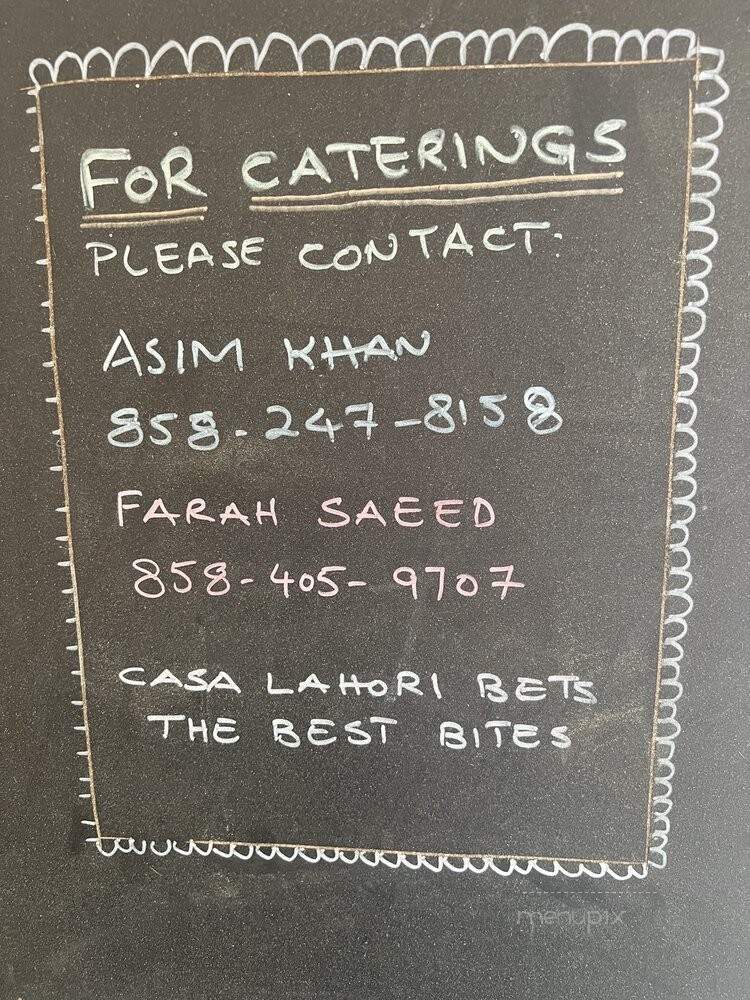 Casa Lahori - San Diego, CA menu_pic