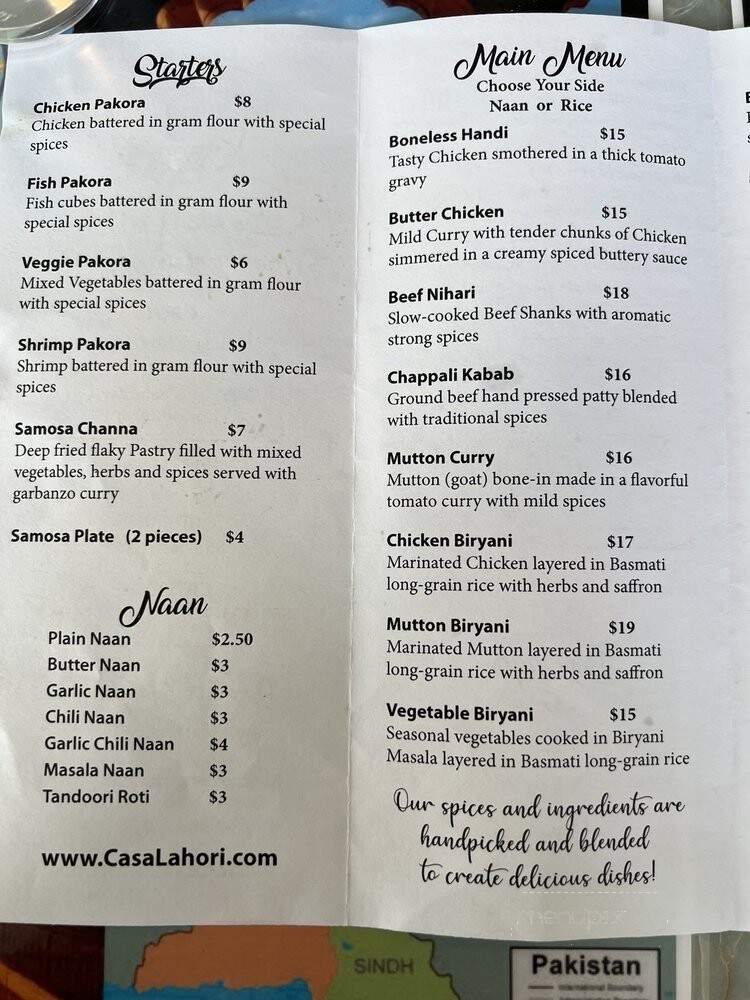 Casa Lahori - San Diego, CA menu_pic
