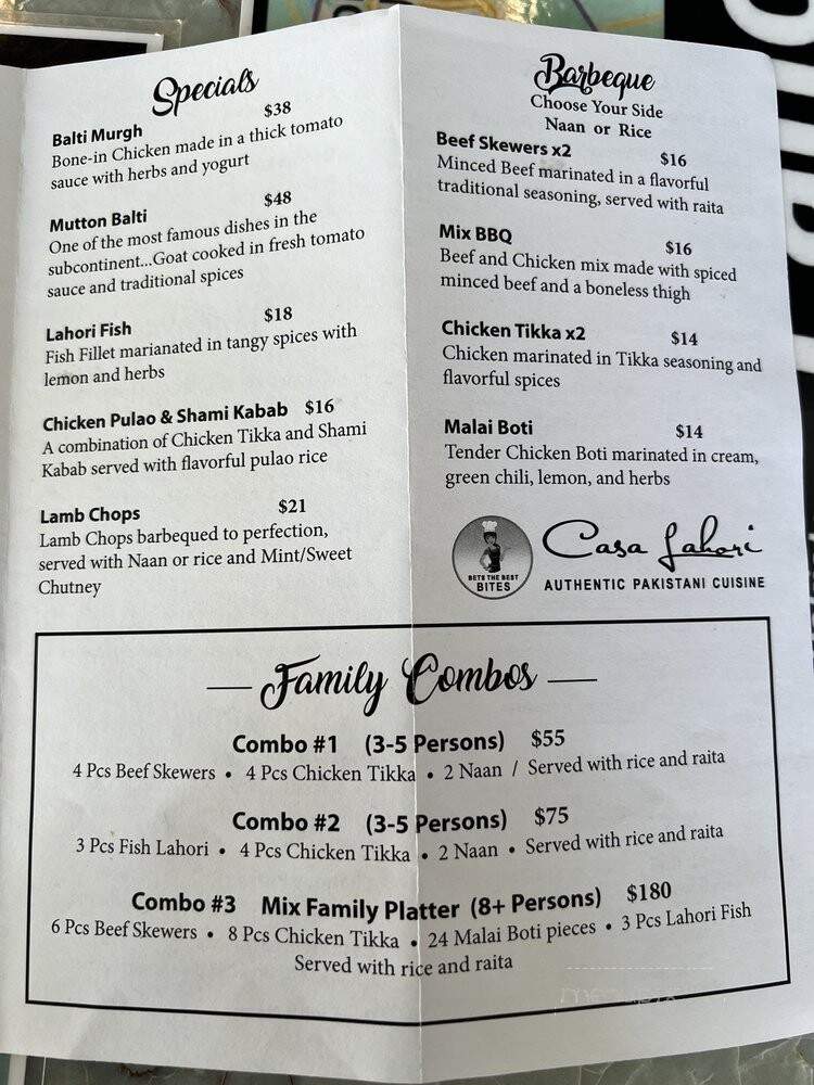 Casa Lahori - San Diego, CA menu_pic
