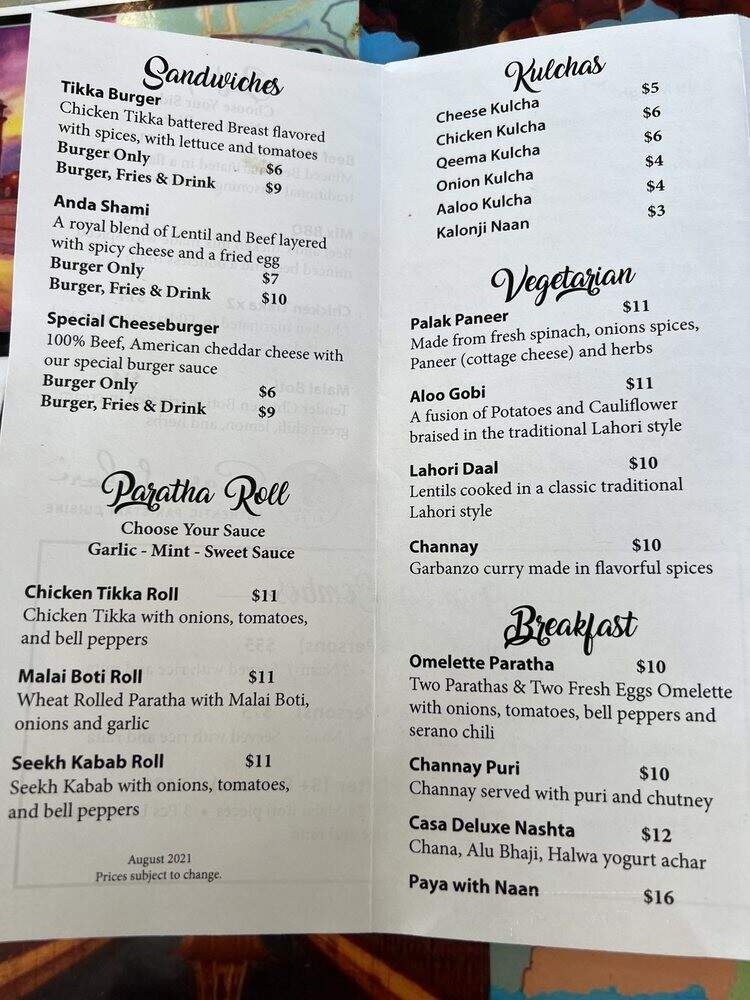 Casa Lahori - San Diego, CA menu_pic