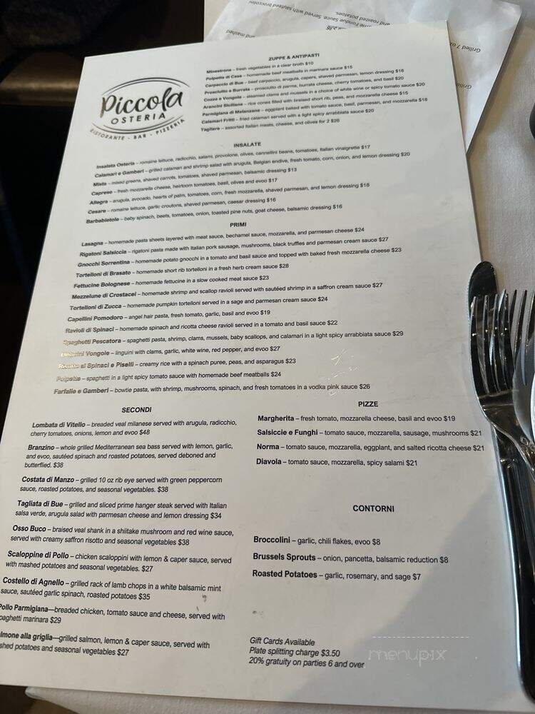 Piccola Osteria - Santa Clarita, CA menu_pic