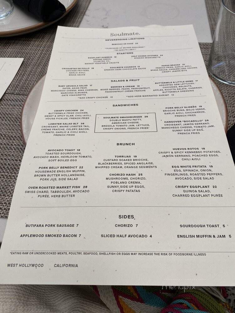 Soulmate. - West Hollywood, CA menu_pic