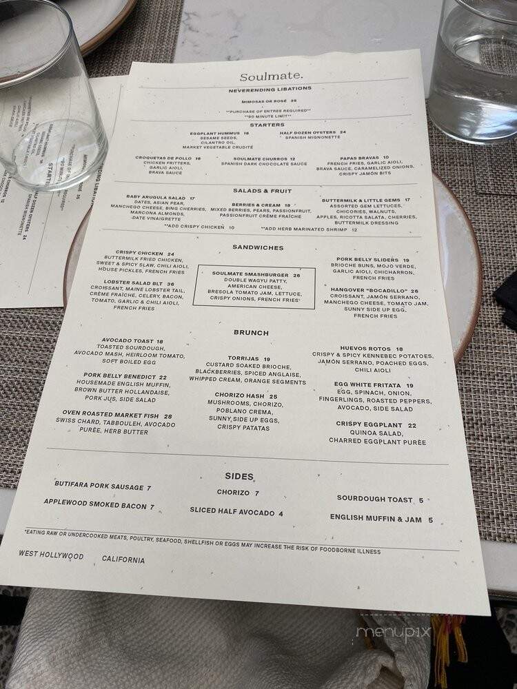 Soulmate. - West Hollywood, CA menu_pic