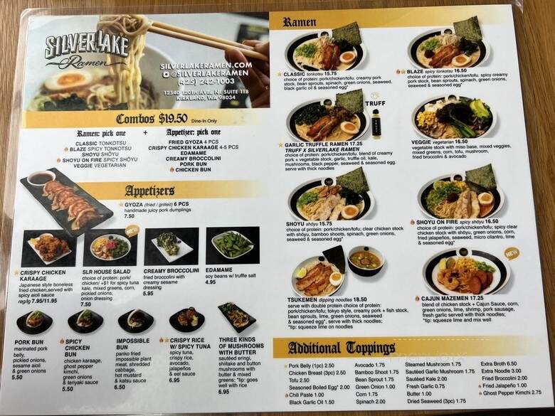 Silverlake Ramen - Kirkland, WA menu_pic