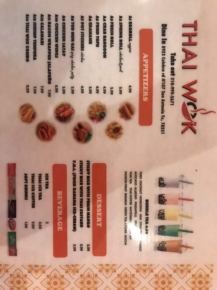 Thai Wok - San Antonio, TX menu_pic