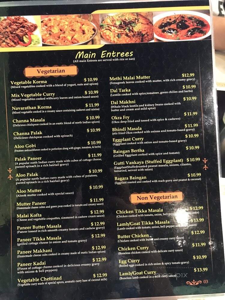Indian Spice Restaurant - Troy, MI menu_pic