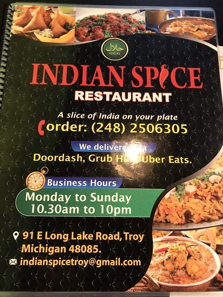 Indian Spice Restaurant - Troy, MI menu_pic