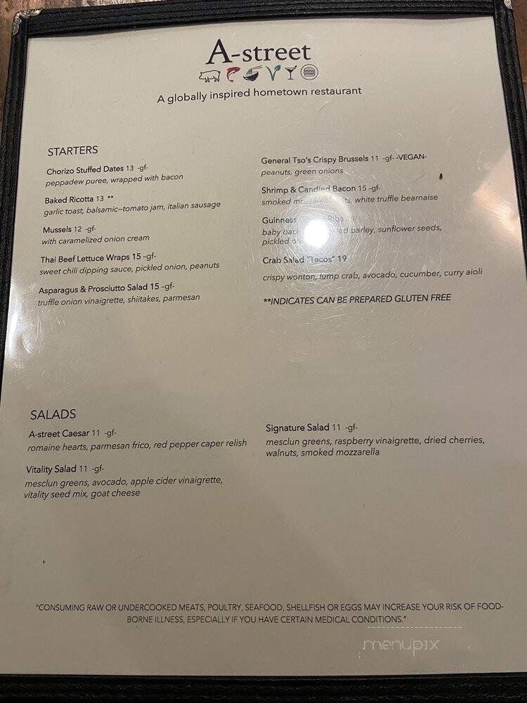 A Street Restaurant - Roswell, GA menu_pic