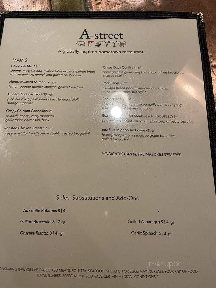 A Street Restaurant - Roswell, GA menu_pic