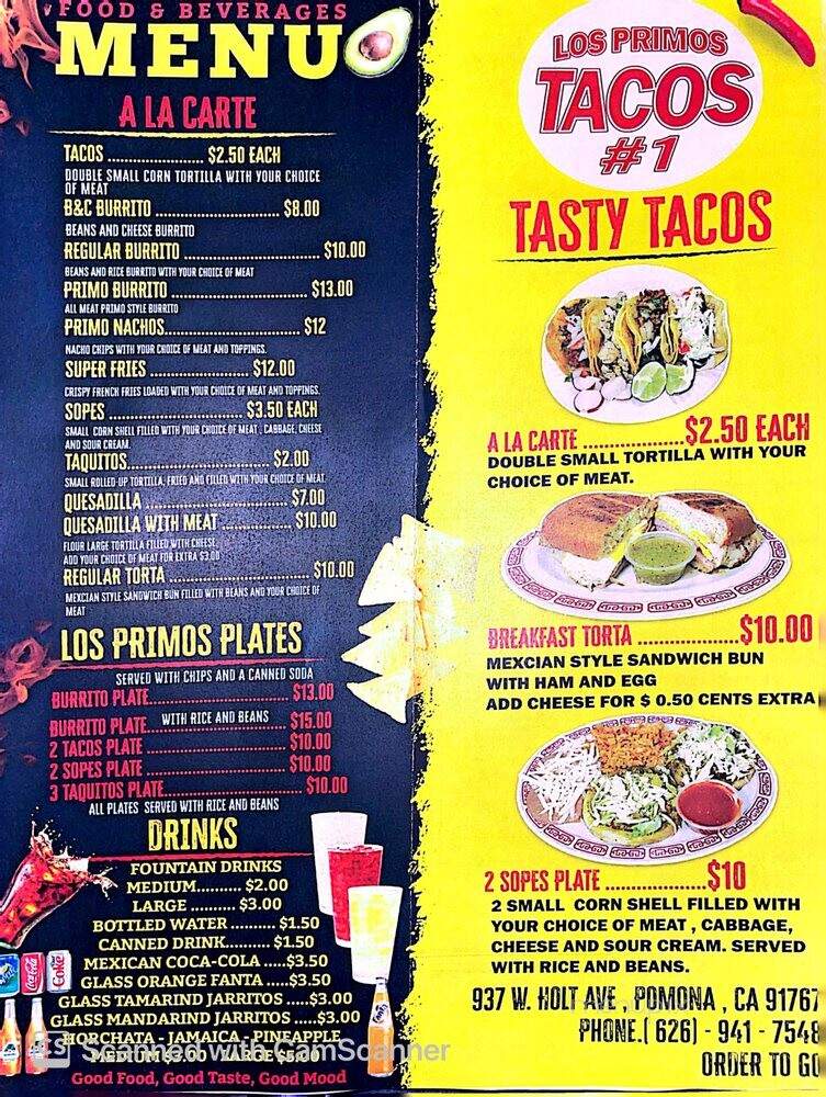 Los Primos Tacos - Pomona, CA menu_pic