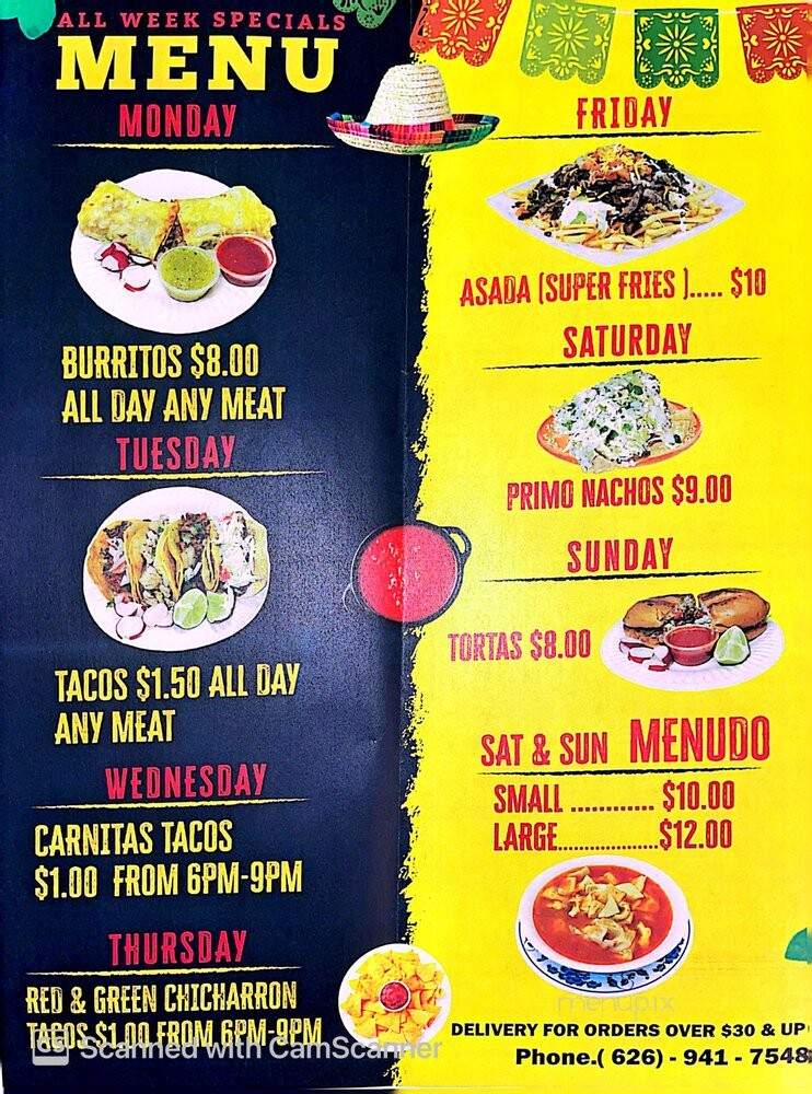 Los Primos Tacos - Pomona, CA menu_pic