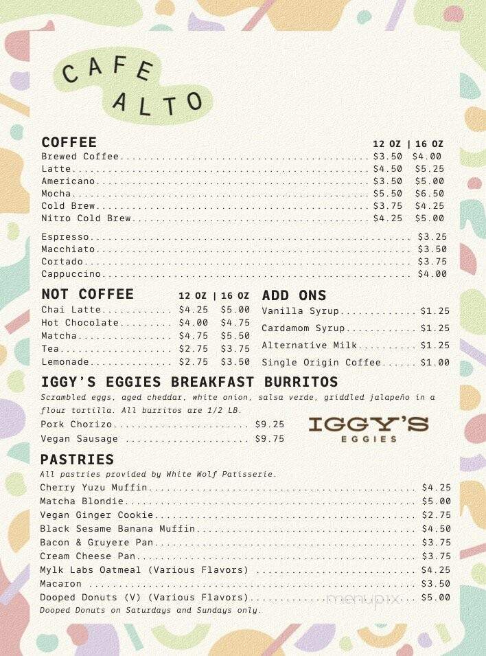 Cafe Alto - Detroit, MI menu_pic