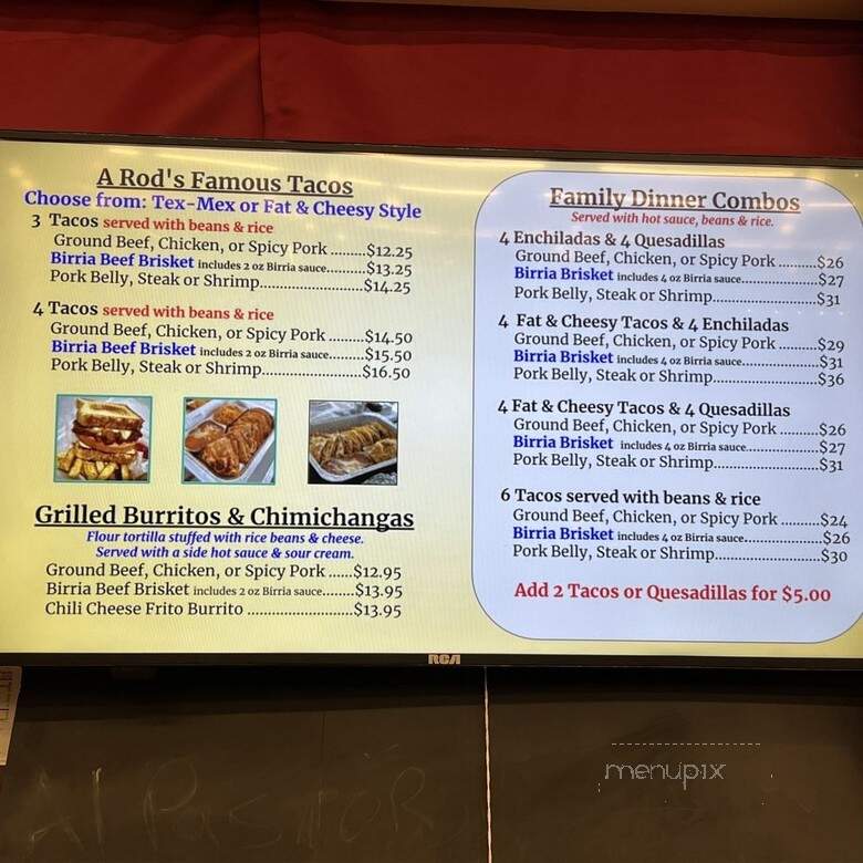 Arod's Tex Mex & American Grill - Madison, WI menu_pic