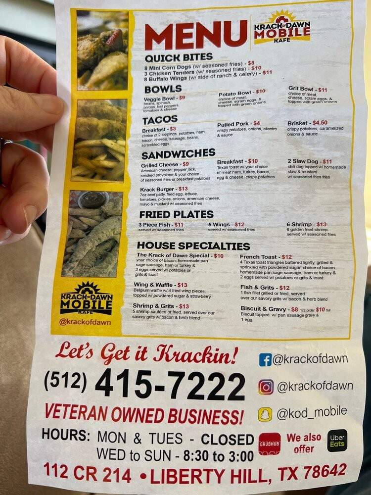 Krack of Dawn Kafe - Austin, TX menu_pic