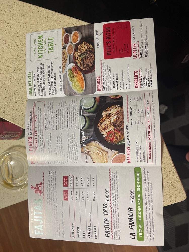Fajita Pete's - Houston, TX menu_pic